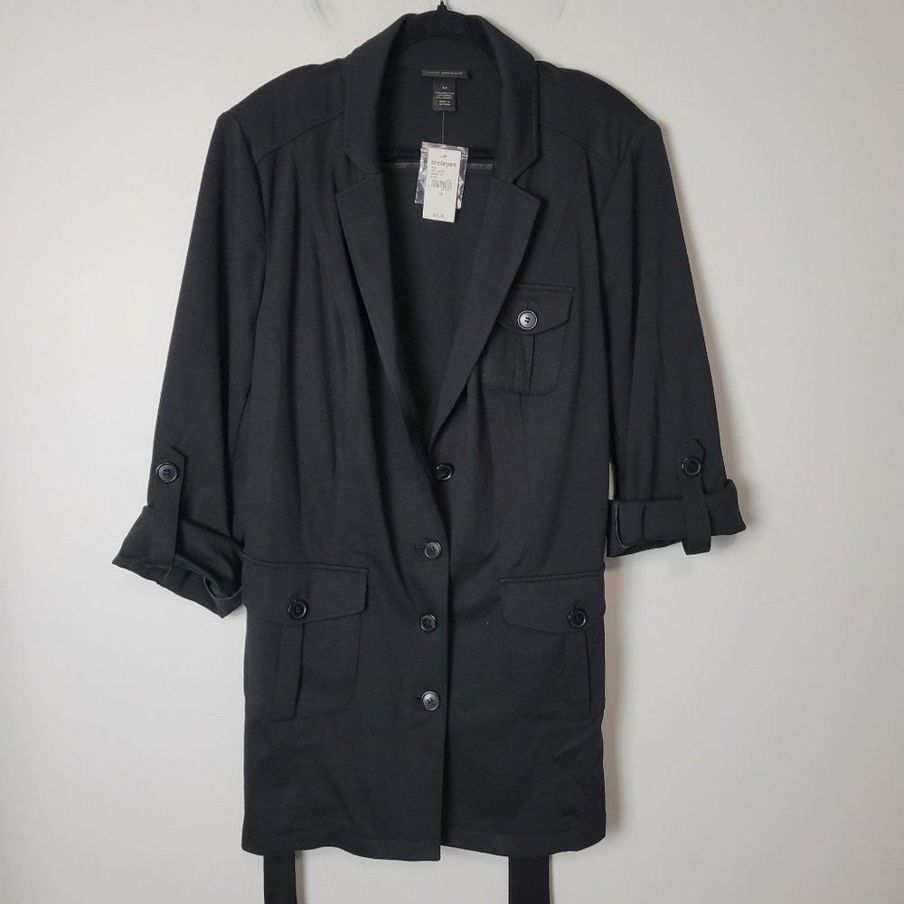 Lane Bryant Jersey Style Button Front Belted Jacket Black Size 24
